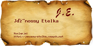 Jánossy Etelka névjegykártya