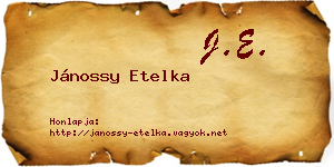 Jánossy Etelka névjegykártya